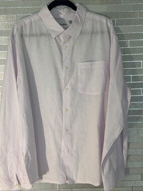 Goodfellow & Co Pale Pink Long-Sleeve Linen Cotton Blend Button-Up, XL